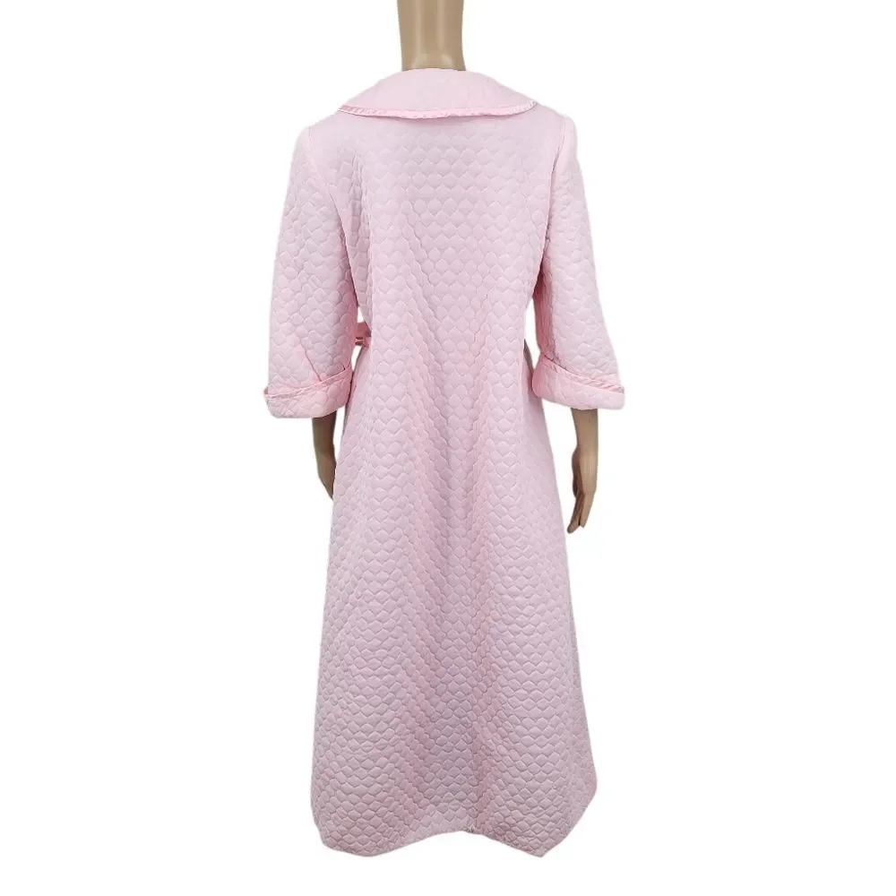 Gossard Artemis Vintage Pink Quilted Robe with Peter Pan Collar Belted